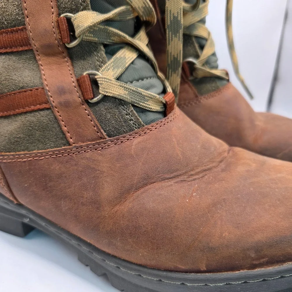 Keen Womens Wapato Boot Size 9.5 Tall Waterproof Brown Leather Lace Up Sherpa